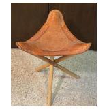 Embossed Leather Tripod Stool
