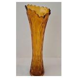 Tall Rich Amber Vintage Swung Glass Vase