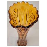 Tall Rich Amber Vintage Swung Glass Vase