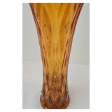 Tall Rich Amber Vintage Swung Glass Vase