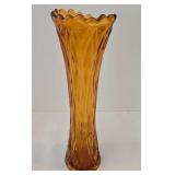 Tall Rich Amber Vintage Swung Glass Vase