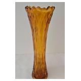 Tall Rich Amber Vintage Swung Glass Vase