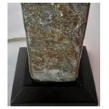 Stone & Wood Column Vase & Framed Tile Wall Art