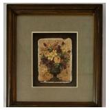 Stone & Wood Column Vase & Framed Tile Wall Art
