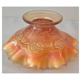 Vintage Dugan Double Stem Rose Pattern Carnival Glass Footed Bowl and Bowl