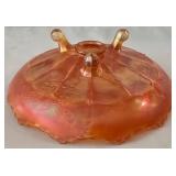 Vintage Dugan Double Stem Rose Pattern Carnival Glass Footed Bowl and Bowl