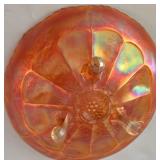 Vintage Dugan Double Stem Rose Pattern Carnival Glass Footed Bowl and Bowl