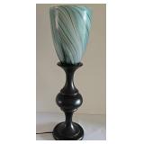 Lovely Art Glass Style Shaded Wooden Table Lamp