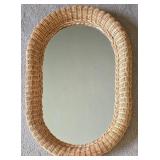 Wicker Framed Mirror & Large Wooden Basket
