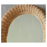 Wicker Framed Mirror & Large Wooden Basket