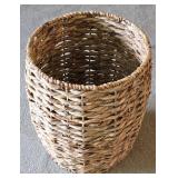 Wicker Framed Mirror & Large Wooden Basket