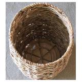 Wicker Framed Mirror & Large Wooden Basket