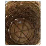 Wicker Framed Mirror & Large Wooden Basket