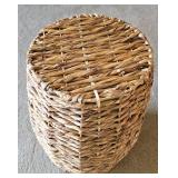 Wicker Framed Mirror & Large Wooden Basket