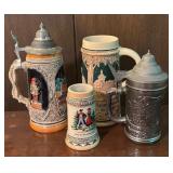Four Fine Vintage Steins