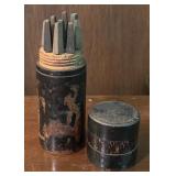 Vintage Finds including a Chalkboard, Shoe Forms, Oil / Ink Cans, Drill Bit Set, Educational Gyroscope and More!