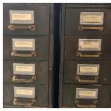 Two Tall Metal Multi- Drawer Organizers with Various Helpful Finds