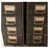 Two Tall Metal Multi- Drawer Organizers with Various Helpful Finds