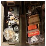 Two Tall Metal Multi- Drawer Organizers with Various Helpful Finds