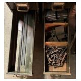 Two Tall Metal Multi- Drawer Organizers with Various Helpful Finds