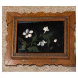 Pretty Vintage Original Painting on Metal Set in a Beautiful Frame