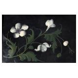 Pretty Vintage Original Painting on Metal Set in a Beautiful Frame