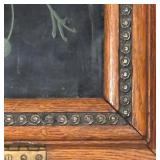 Pretty Vintage Original Painting on Metal Set in a Beautiful Frame