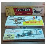 Vintage Comets Amazing Flying Airplane, Guillows Airplane and Guillows British Sopwith Camel Model Kits