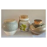 Three Decorative Corked Pottery Pots