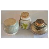 Three Decorative Corked Pottery Pots