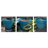 Trio of Turquoise Resin Planter Pots