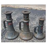 Three Vulcan Cast Iron Screw Jacks / House Jacks