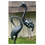 Sleek Black Crane Bird Yard Decor