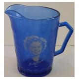 Vintage Shirley Temple Collectible Cobalt Blue Glass Pitcher