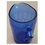 Vintage Shirley Temple Collectible Cobalt Blue Glass Pitcher