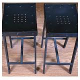 Modern Wood & Metal Table & Stool Set