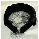 Three Vintage Black Pillbox Hat with Veil, Bird Cage Veil and More!