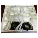 Pair of Beautiful White Ceramic White Deer with Garland Neck Decor