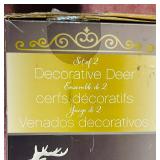 Pair of Beautiful White Ceramic White Deer with Garland Neck Decor