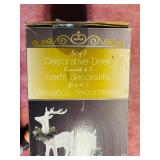 Pair of Beautiful White Ceramic White Deer with Garland Neck Decor