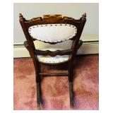 Antique Wooden Rocking Chair with Upholstered Seat