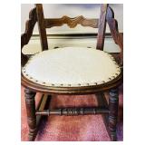 Antique Wooden Rocking Chair with Upholstered Seat