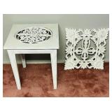 Pretty White Petite Table and Wall Hanging