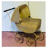Vintage Lloyd Loom Wicker Baby or Doll Carriage 1920s  - 1930s