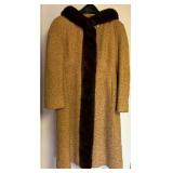 Vintage Womens Coat with Fur Trim and Matching Small Fur Hat