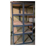 Pair of Attached Metal & Plywood Shelving Units