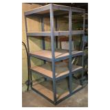 Pair of Attached Metal & Plywood Shelving Units
