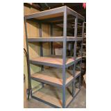 Pair of Attached Metal & Plywood Shelving Units