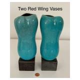 Pair of Red Wing Turquoise Modernist Vases by Charles Murphy - Loc58