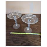 Pair of Vintage Nude Glass Compotes - Cambridge Shell Style